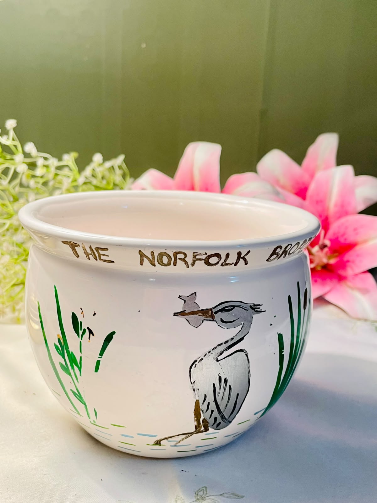 The Norfolk Broads Bird Design Ceramic Planter – 5 Inch