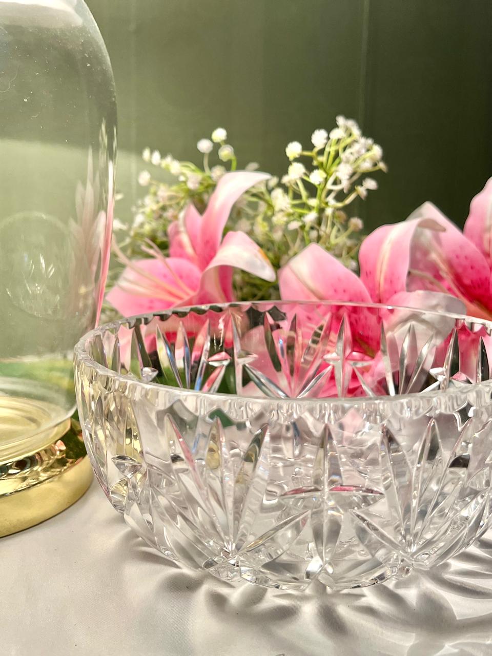 Vintage Clear Crystal Star-Cut Large Serving Bowl – Approx. 7 Inch