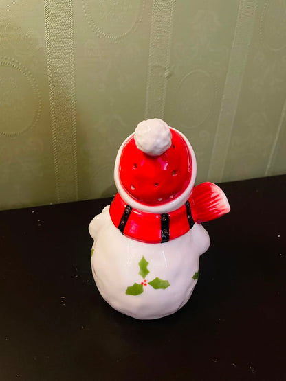 Lighted Ceramic Snowman Christmas Figurine 7" Holiday Decor