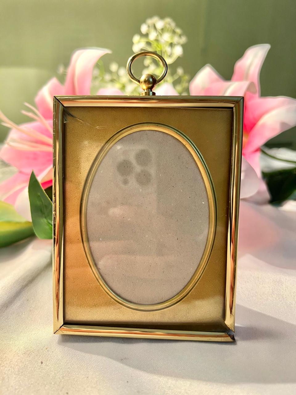 Brass Gold-Toned Rectangular Photo Frame – 4 Inches