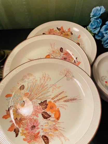 Vintage Poole England Floral Plates Set of 12 - 6 persons