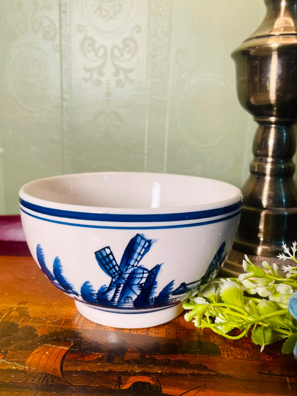 Blue & White Windmill Ceramic Serving Bowl – 10 cm