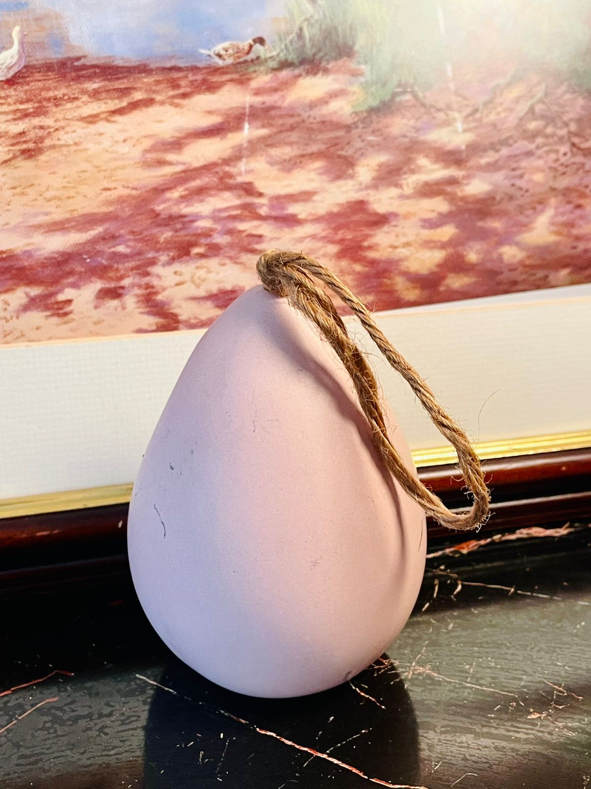 Pink Hanging Ceramic Planter with Artificial Succulent – Decorative Hanging Pot with Rope