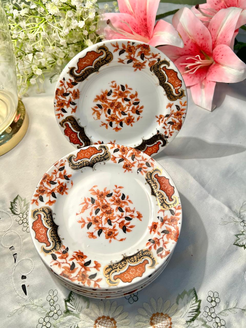 Vintage Imari-style floral Quarter Plates – Set of 6