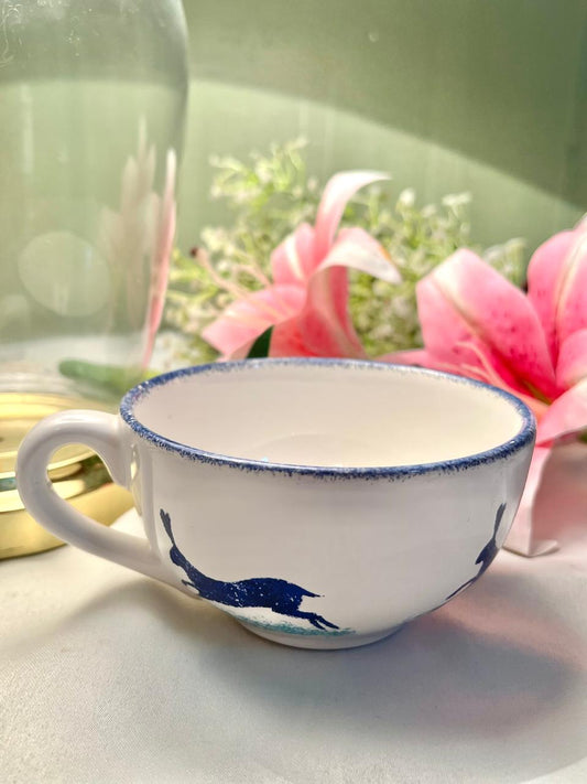Saville Pottery Dorset Delft Blue & White soup Cup – 5 Inches