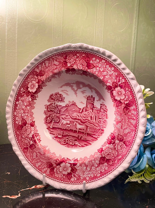 Adams English Scenic Pink Ironstone Plate 6 Inch