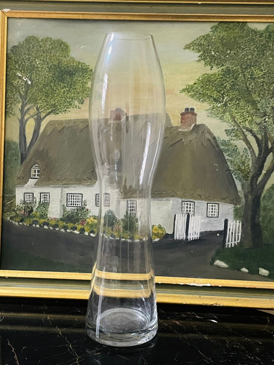 Tall Curved Glass Vase – 12” Elegant Clear Flower Vase | Made in England