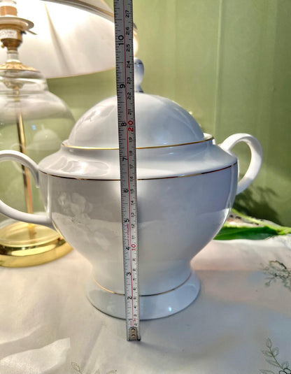 Excelsior Fine Porcelain White Gold Lidded Soup Tureen 23cm