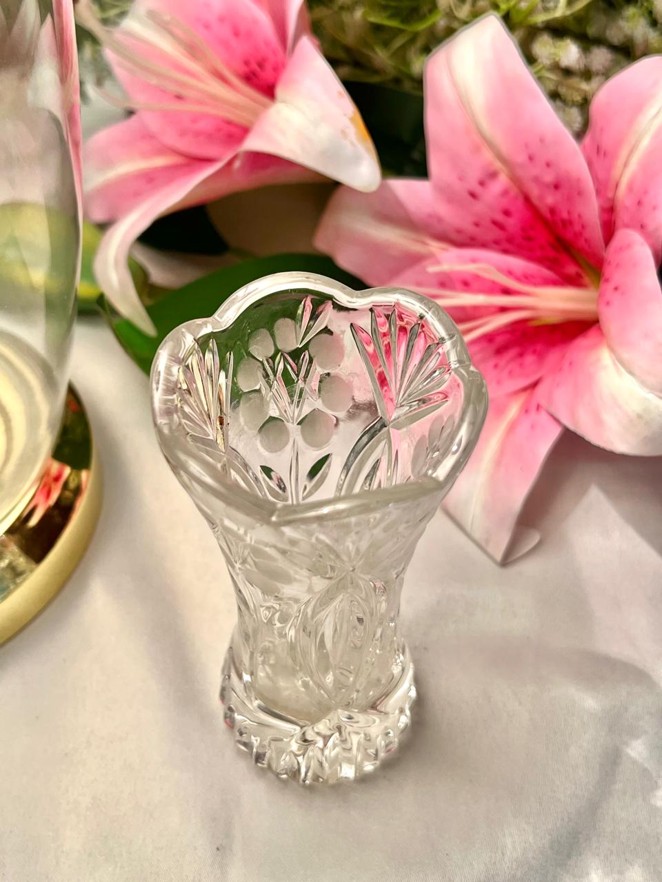 Vintage Clear Crystal Fluted Vase – Approx. 5 Inch
