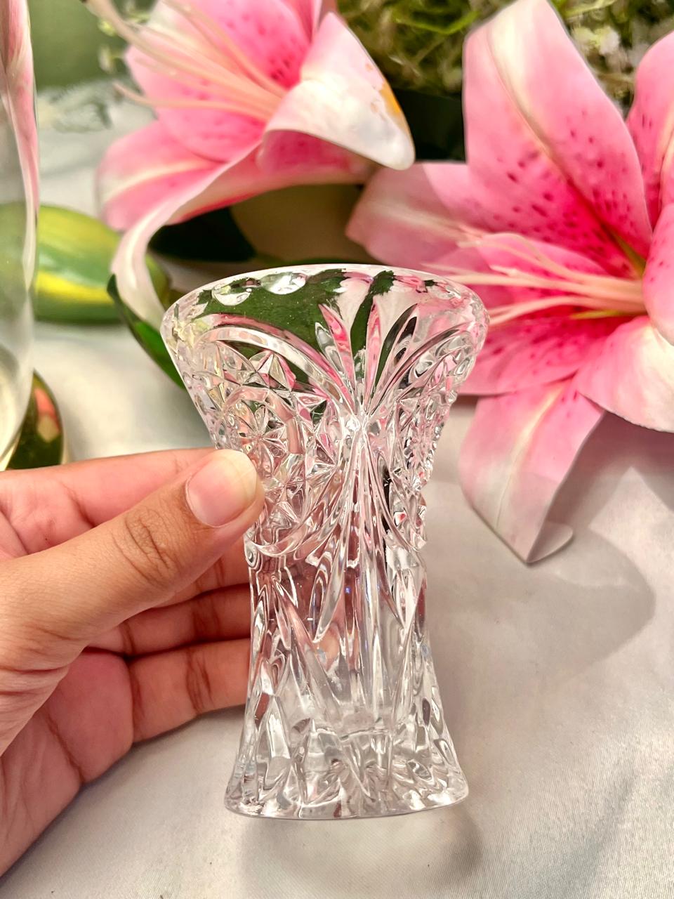 Vintage Clear Crystal Vase – Approx. 4 Inch