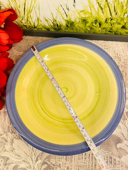 Vintage Large Green Swirl Ceramic Serving Plater 10.5 Inch