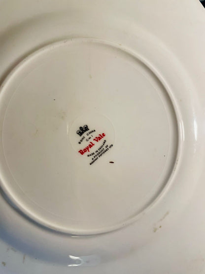 Vintage Royal Vale Bone China cake Plate – Yellow & Black Mimosa Floral Design (England)