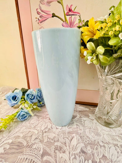 Vintage Tall Powder Blue Ceramic Flower Vase – 30cm
