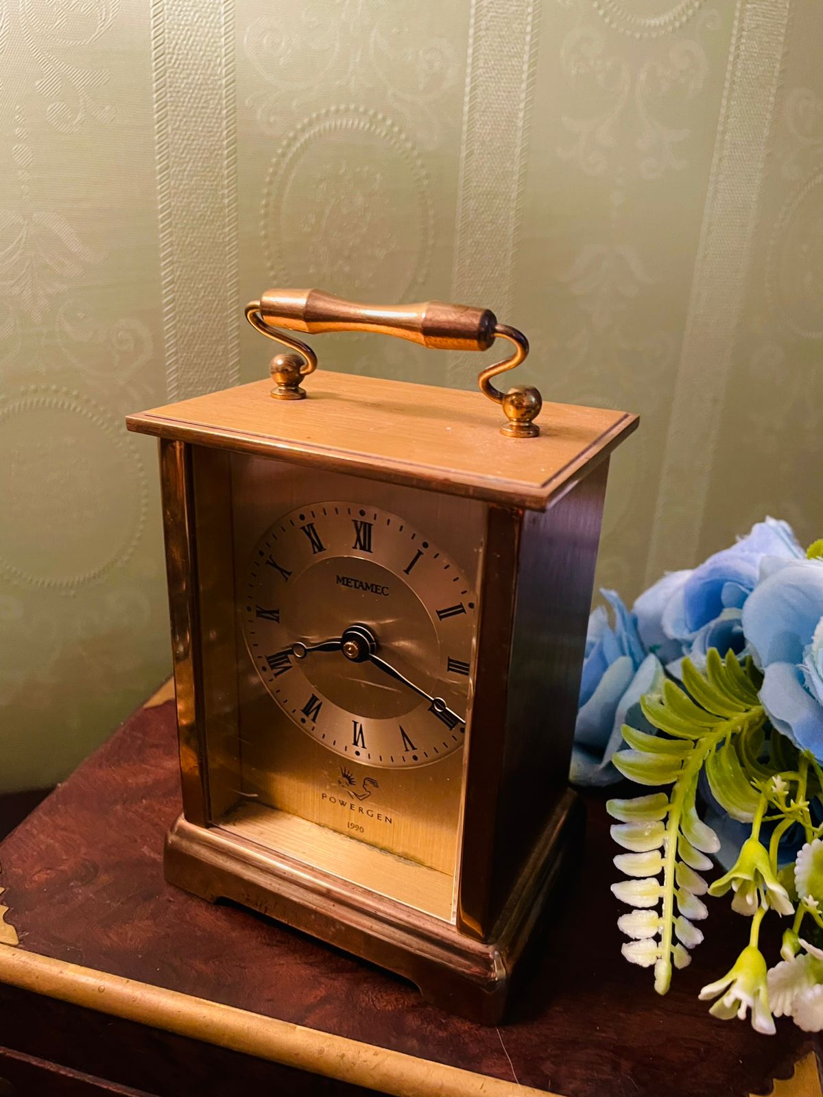 Vintage Brass Carriage Mantel Clock