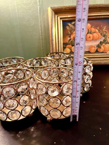 Crystal Beaded Rose Gold Tealight Holders – 4 Inch (each piece price)