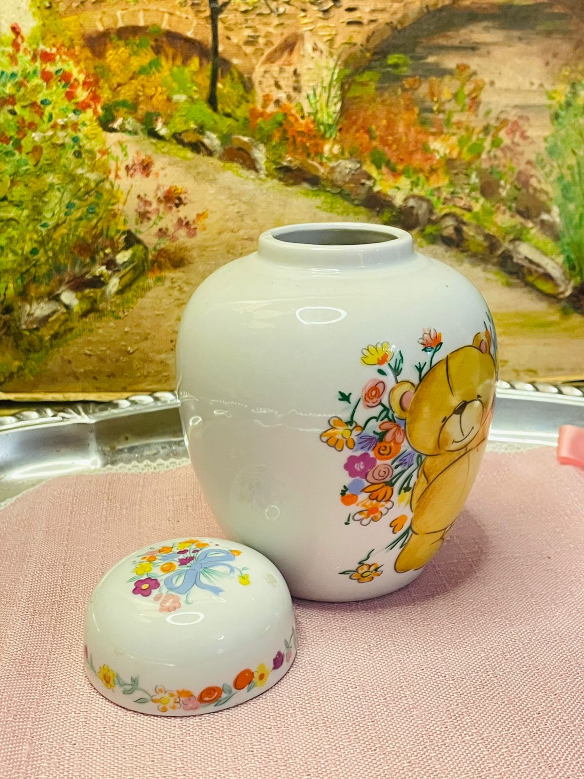 Vintage Grosvenor 1990 Ginger Jar – Beautiful Ceramic Collectible with Lid - candy jar