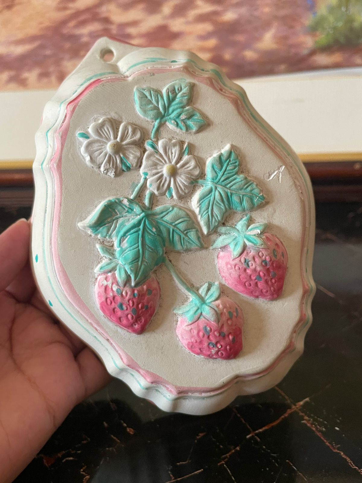 Vintage Ceramic Deep Serving Bowl –  Strawberries molds Print (England)