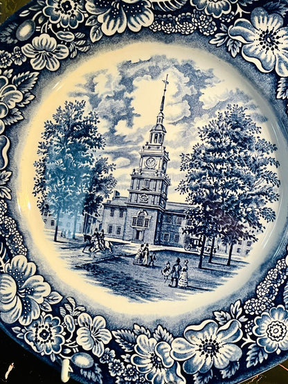 Blue & White Independence Hall Decorative Plate 10in. – England
