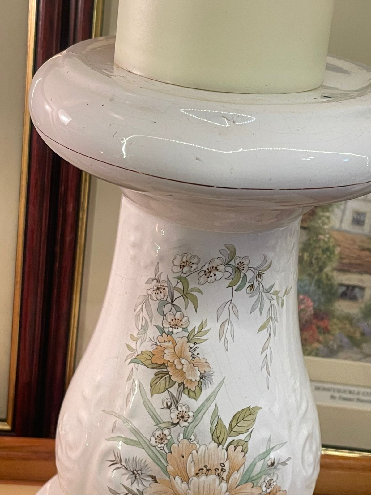 Ceramic Tall Floral Candle holder, Victorian home decor