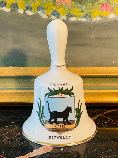 Vintage “Kidwelly – Cydweli” Fine Bone China Bell – Welsh Heritage Design – 5 Inches Tall