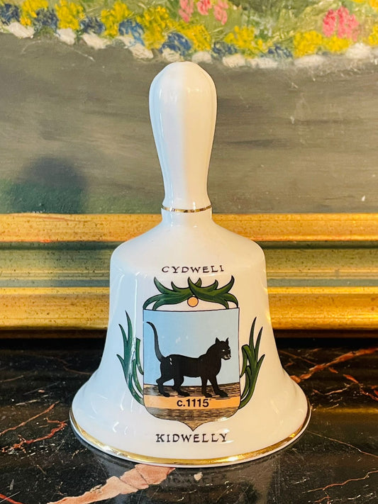 Vintage “Kidwelly – Cydweli” Fine Bone China Bell – Welsh Heritage Design – 5 Inches Tall