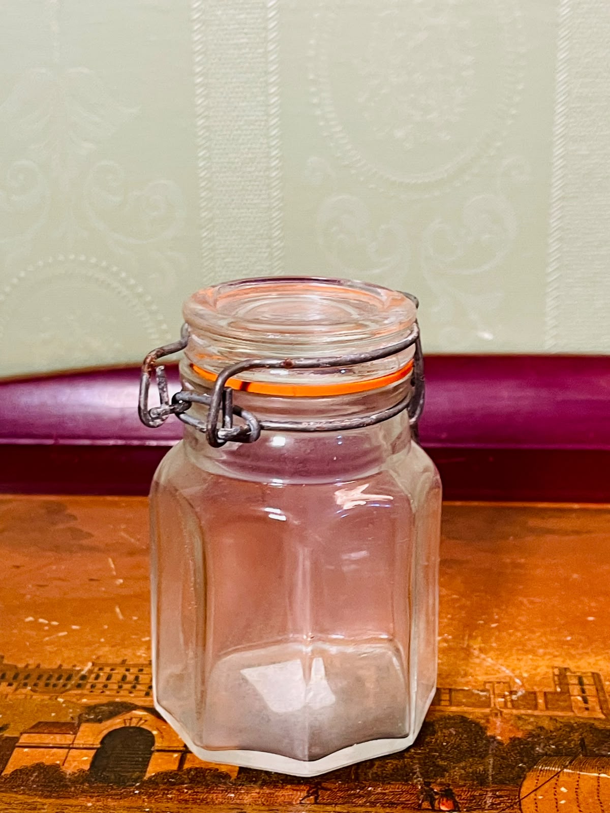 Crystal Clamp Lid Storage Jar Orange Seal 3.5 in