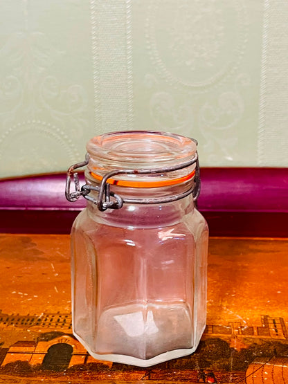 Crystal Clamp Lid Storage Jar Orange Seal 3.5 in