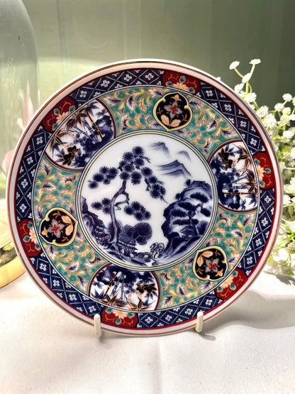 Japanese Scenic Floral Wall Plate – 17 cm