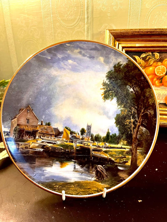 Vintage Riverside Mill Decorative Plate 20 cm Gold Rim