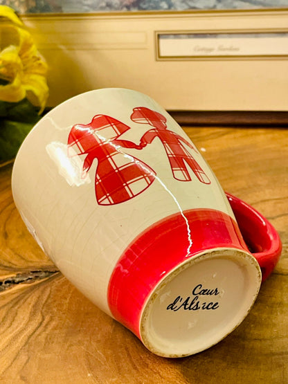 Coeur d’Alsace Red Plaid Couple Mug – French Ceramic Cup