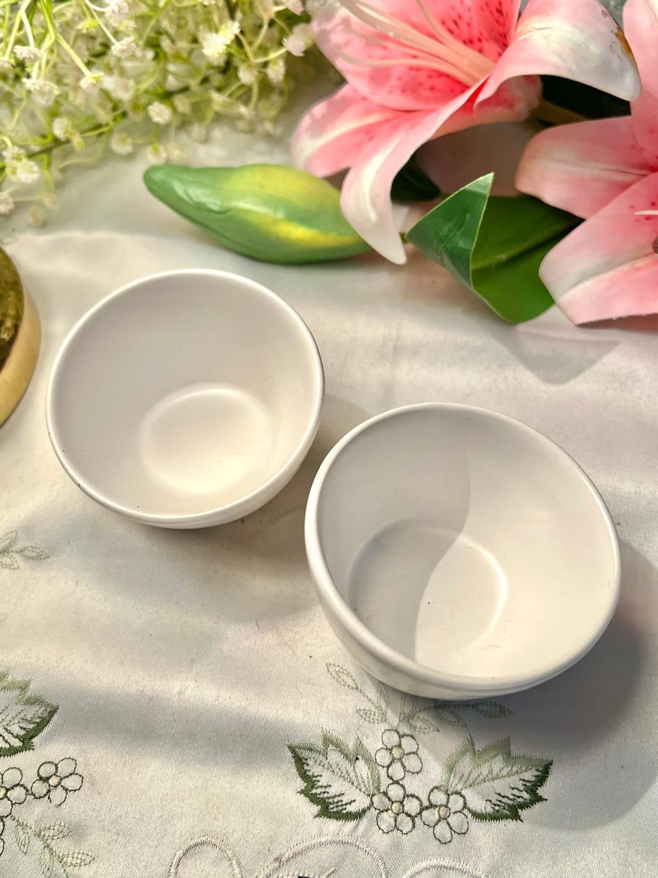White Ceramic Mini Serving Bowls – Set of 2, 3 Inch