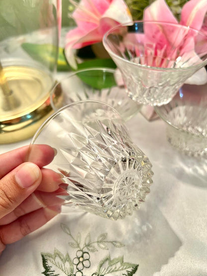 Vintage Clear Crystal Cut Dessert Bowls – 6 pcs