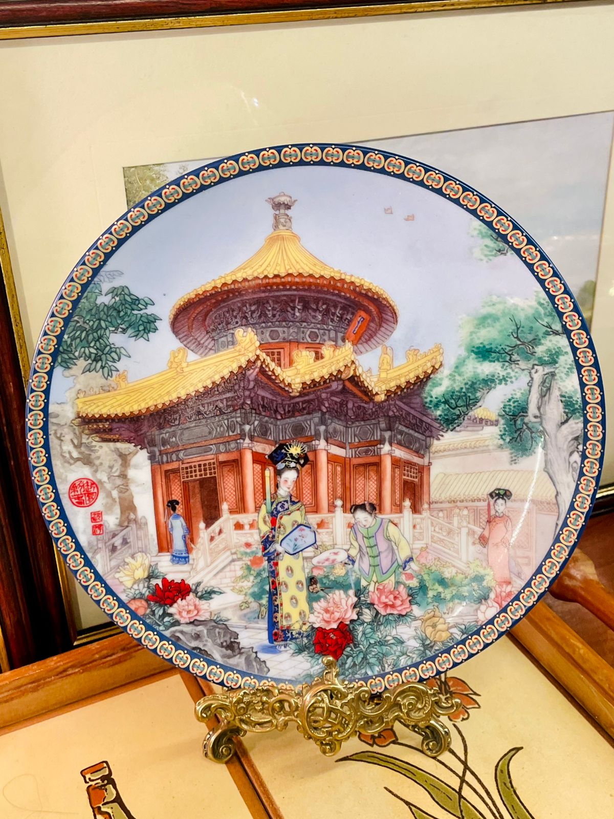 Oriental Japanese Temple Scene Decorative Plate – 8.5” Asian Wall Art