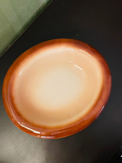 Vintage Brown Ombre Ceramic Serving Bowl 11 Inch