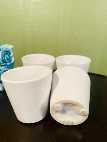 Set of 4 White Ceramic Mini Plant Pots – 3 Inch