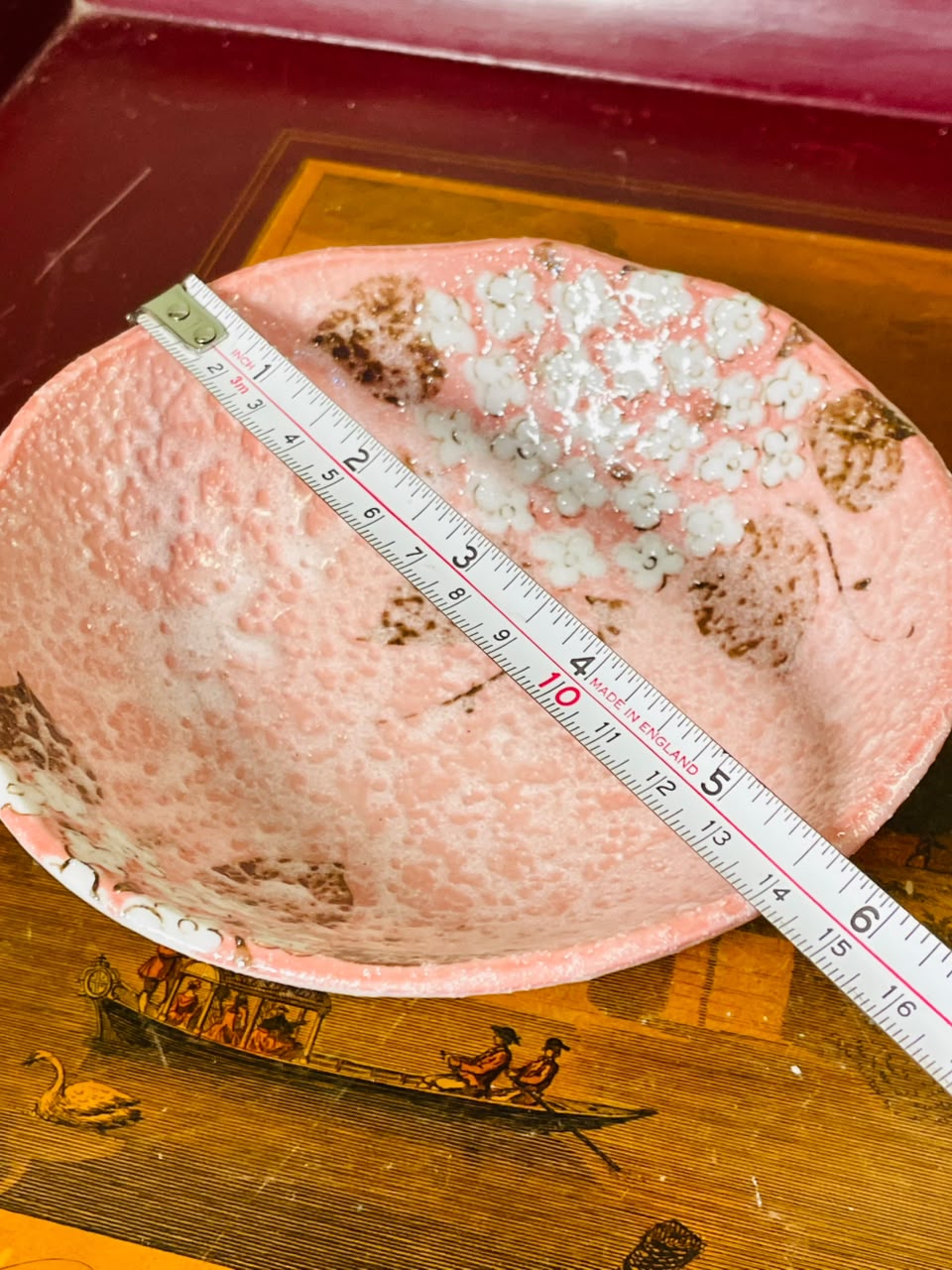 Pink Floral Textured Ceramic Serving Bowl – 6 Inch