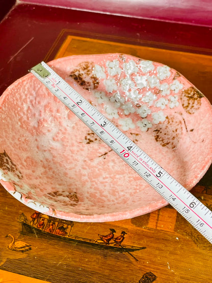 Pink Floral Textured Ceramic Serving Bowl – 6 Inch