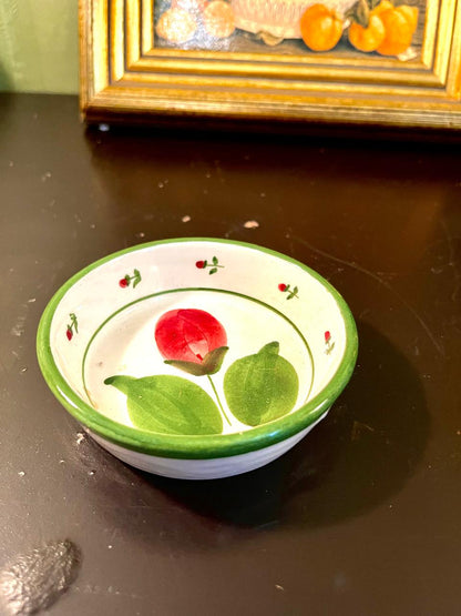 4 Inch Hand-Painted Ceramic Floral Trinket Bowl – Artisan Pottery