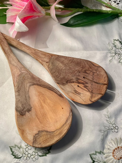 Wooden Serving Spoon Set 2 Pieces 14 Inch