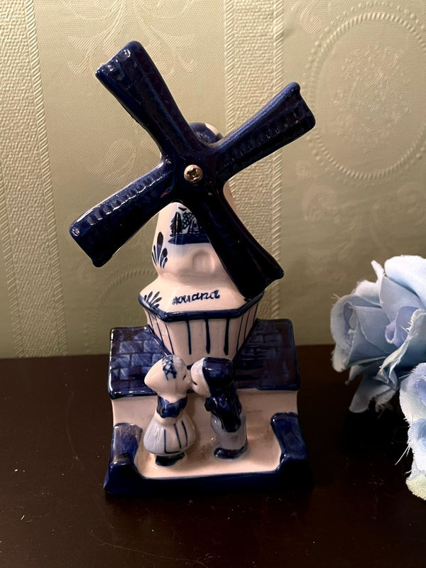 Delft Blue Ceramic Holland Windmill Figurine 5 Inch