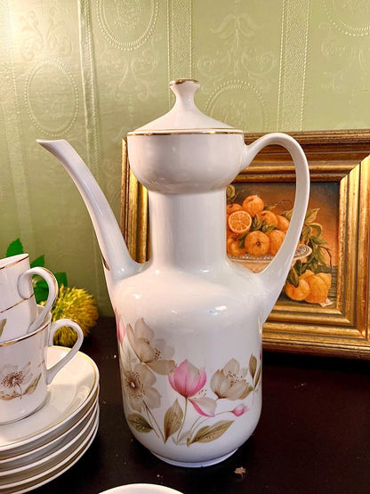 Vintage Floral Coffee Set with Coffee Pot – 11 Piece