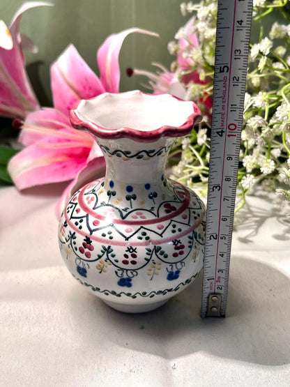 Hand Painted Ceramic Floral Bud Vase Multicolour 4.25 Inch