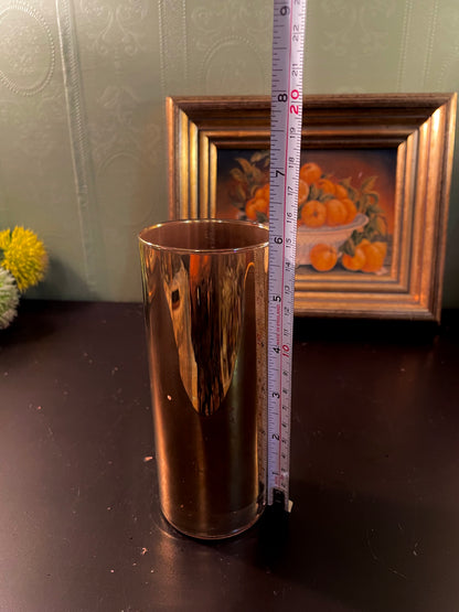 Vintage Amber Glass Cylinder Vase – 6 Inch