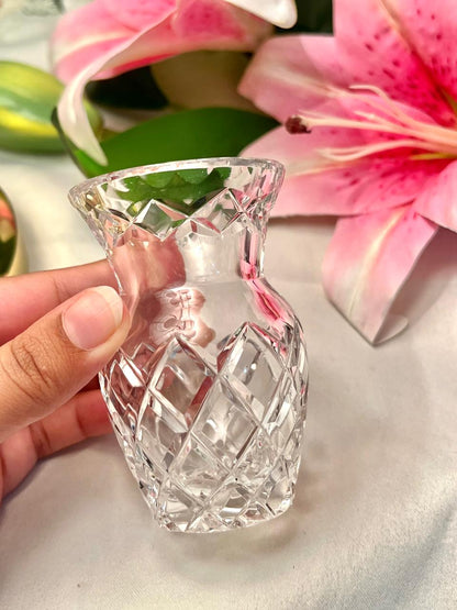 Vintage Clear Crystal Cut Vase – Approx. 3.5 Inch