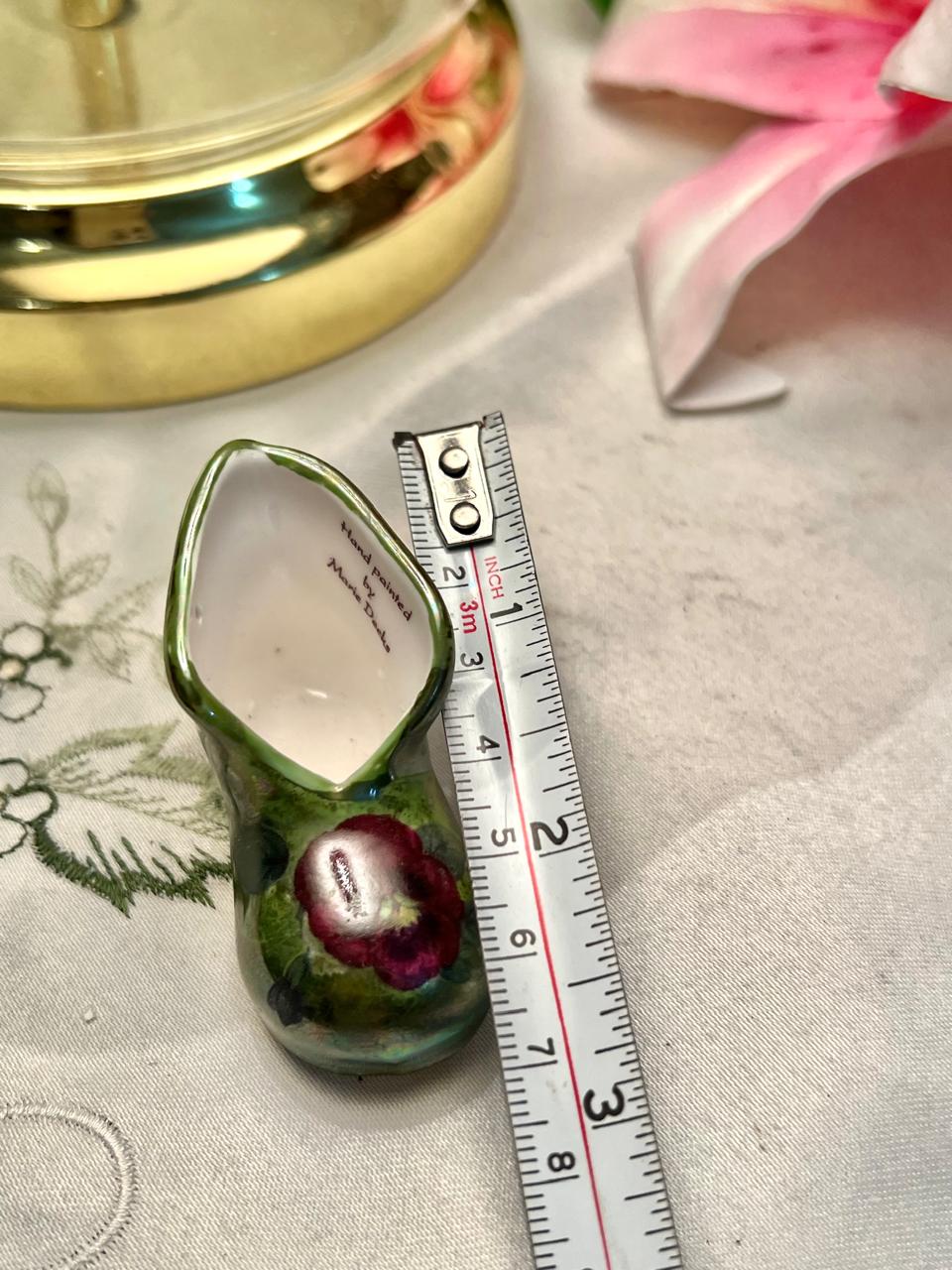 Hand-Painted Floral Miniature Shoe Decor 3"