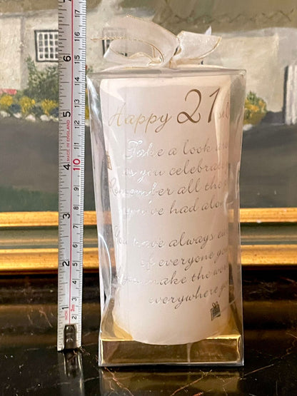 Happy 21st Birthday Candle Gift with box and ribbon packing