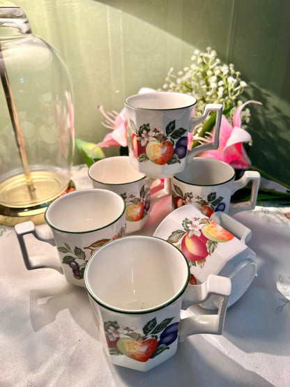 Set of 6 Johnson Brothers Octagonal Fresh Fruit Mugs England