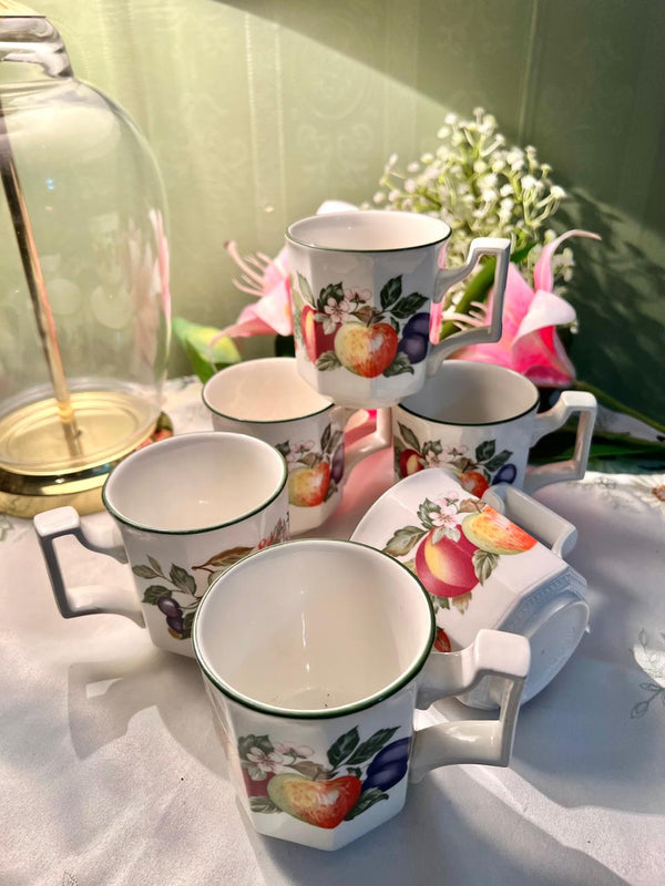 Set of 6 Johnson Brothers Octagonal Fresh Fruit Mugs England