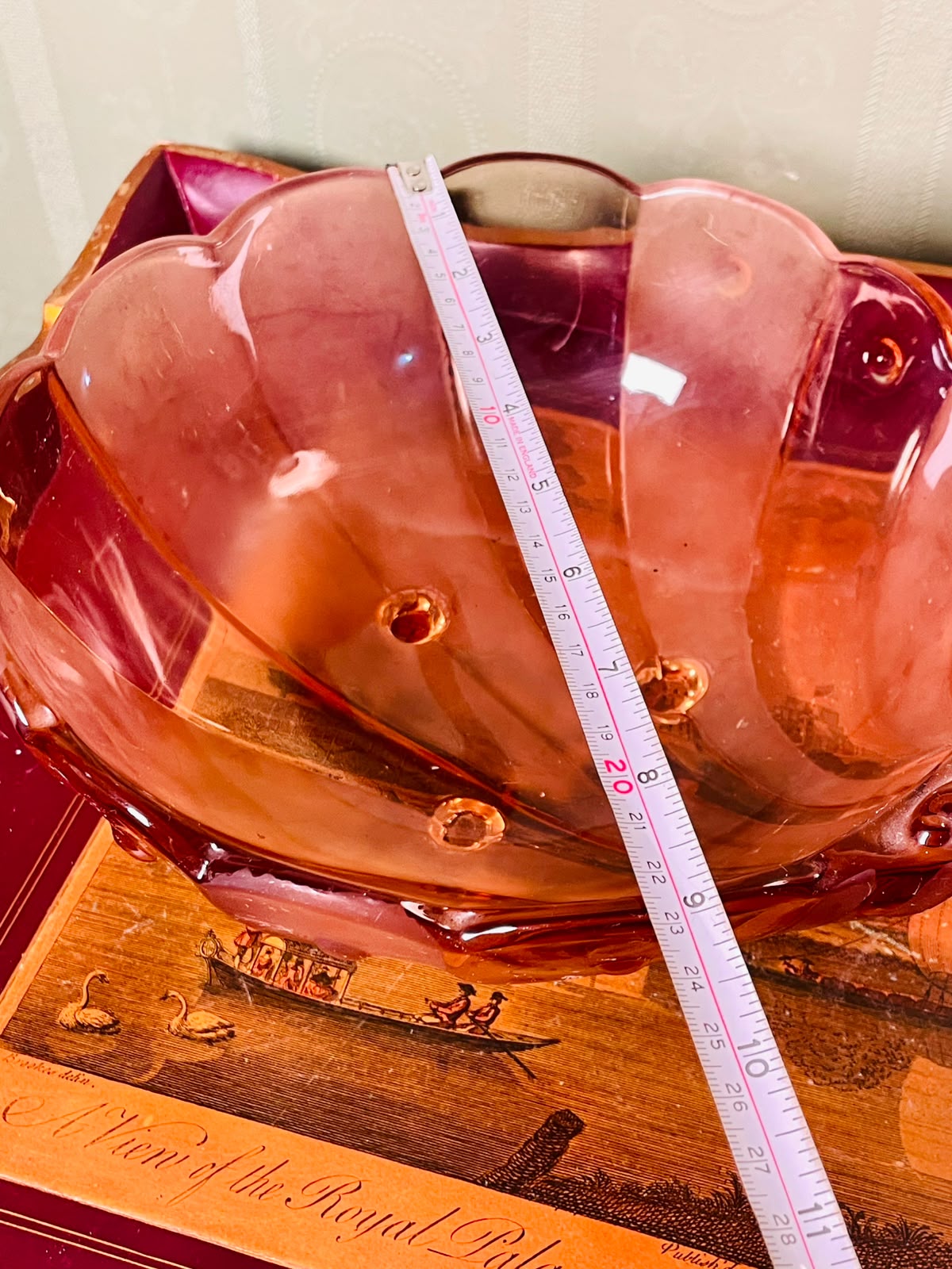 Amber Crystal Scalloped Serving Bowl 10"