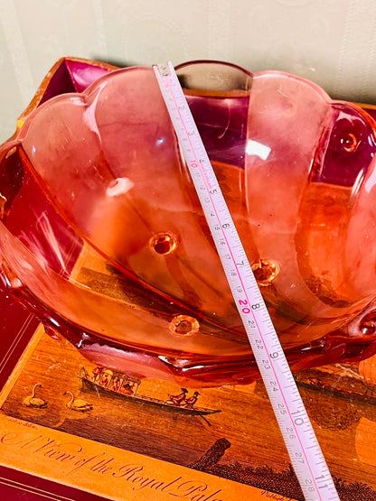 Amber Crystal Scalloped Serving Bowl 10"